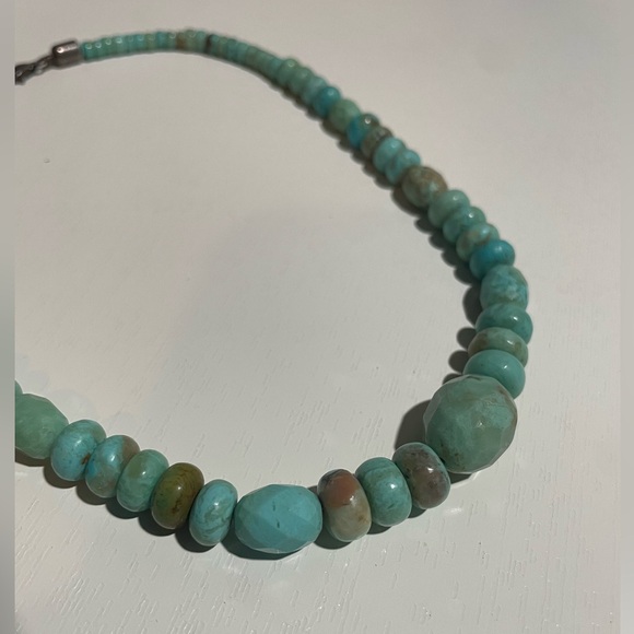 Jay King DTR Necklace 925 Sterling Silver Natural Turquoise Graduated Beads Nugg - Picture 3 of 8